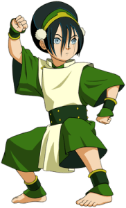 Toph Beifong, a blonde light-skinned girl in a fighting stance